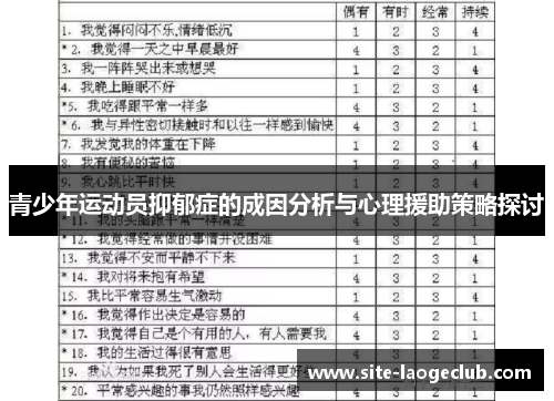 青少年运动员抑郁症的成因分析与心理援助策略探讨